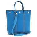 Hermes Garden File 2-Way Bag Canvas Leather Blue