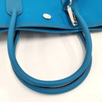 Hermes Garden File 2-Way Bag Canvas Leather Blue