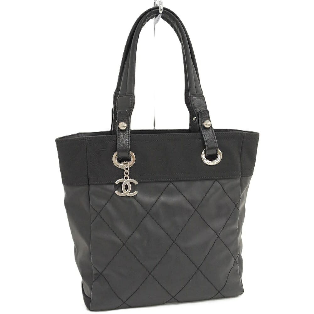 Chanel Paris Biarritz PM Tote Bag Leather Black