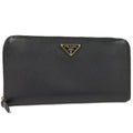 Prada Saffiano Triangle Logo Zip Around Wallet