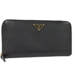 Prada Saffiano Triangle Logo Zip Around Wallet