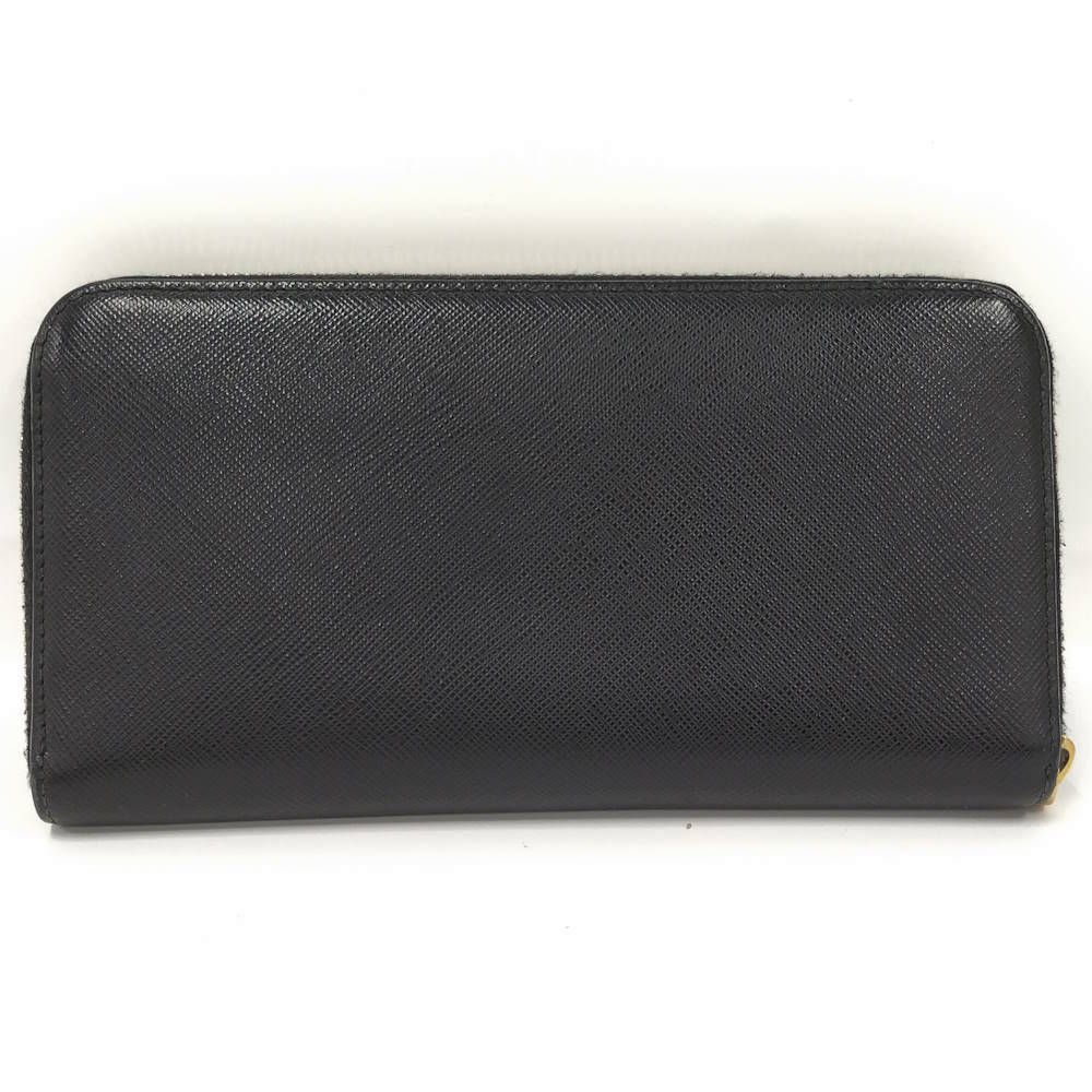 Prada Saffiano Triangle Logo Zip Around Wallet