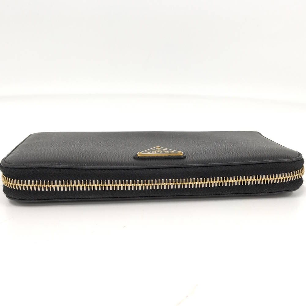 Prada Saffiano Triangle Logo Zip Around Wallet