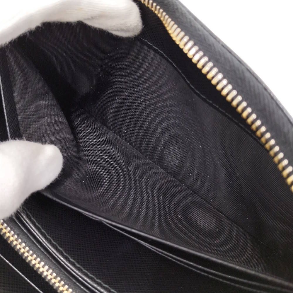 Prada Saffiano Triangle Logo Zip Around Wallet