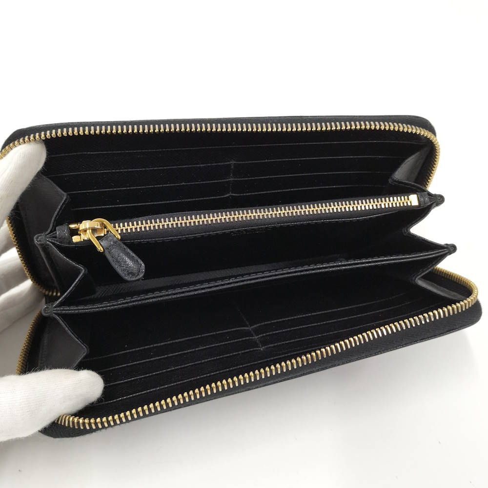 Prada Saffiano Triangle Logo Zip Around Wallet