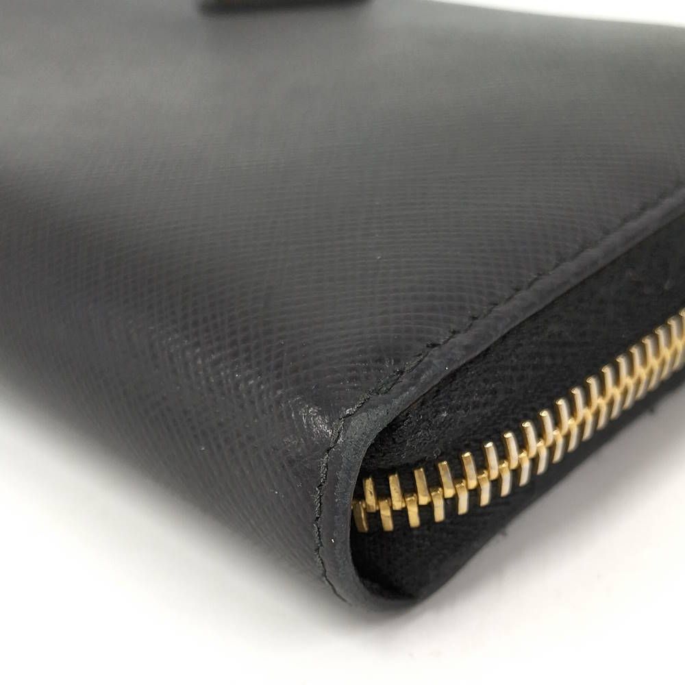 Prada Saffiano Triangle Logo Zip Around Wallet