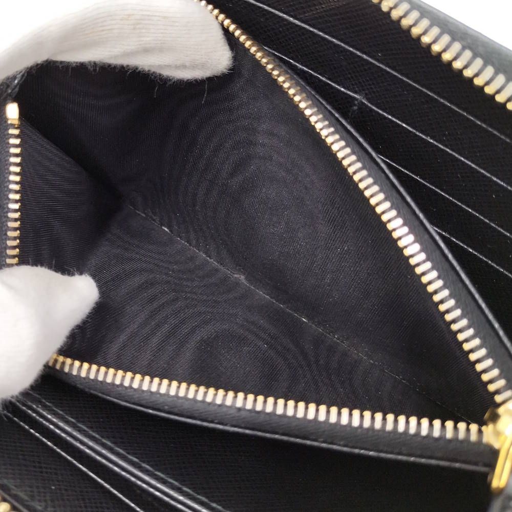 Prada Saffiano Triangle Logo Zip Around Wallet