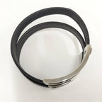 Hermes Puspusu MM Bracelet Leather Silver Black