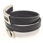Hermes Puspusu MM Bracelet Leather Silver Black