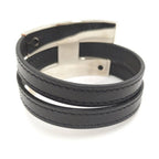 Hermes Puspusu MM Bracelet Leather Silver Black