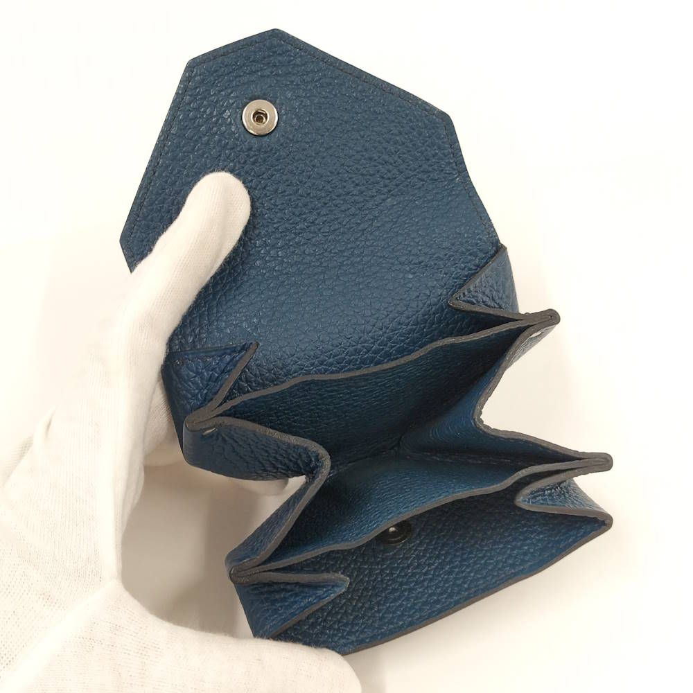 Hermes Levain Quatre Coin Purse Togo Leather Navy