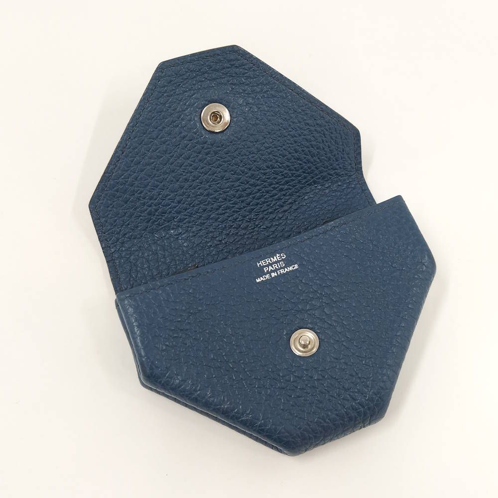 Hermes Levain Quatre Coin Purse Togo Leather Navy