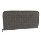 Bottega Veneta Zip Around Wallet Intrecciato Leather Khaki