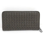 Bottega Veneta Zip Around Wallet Intrecciato Leather Khaki