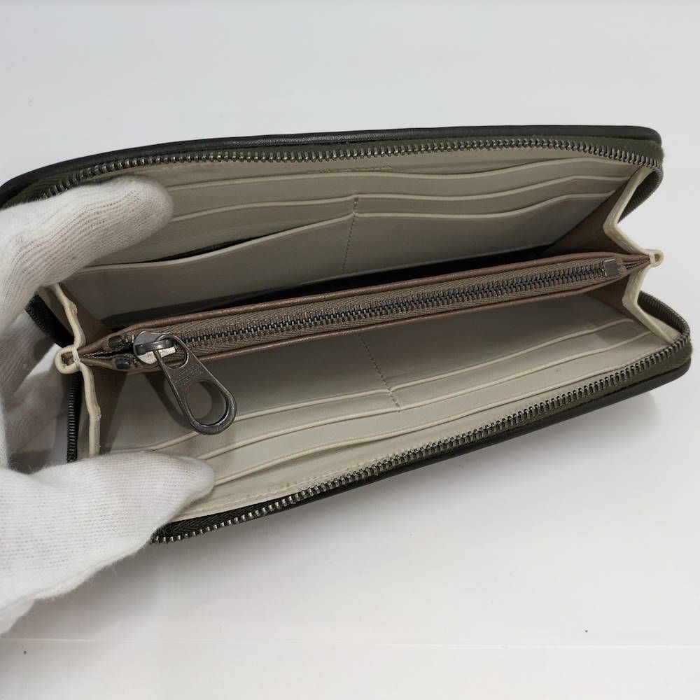 Bottega Veneta Zip Around Wallet Intrecciato Leather Khaki