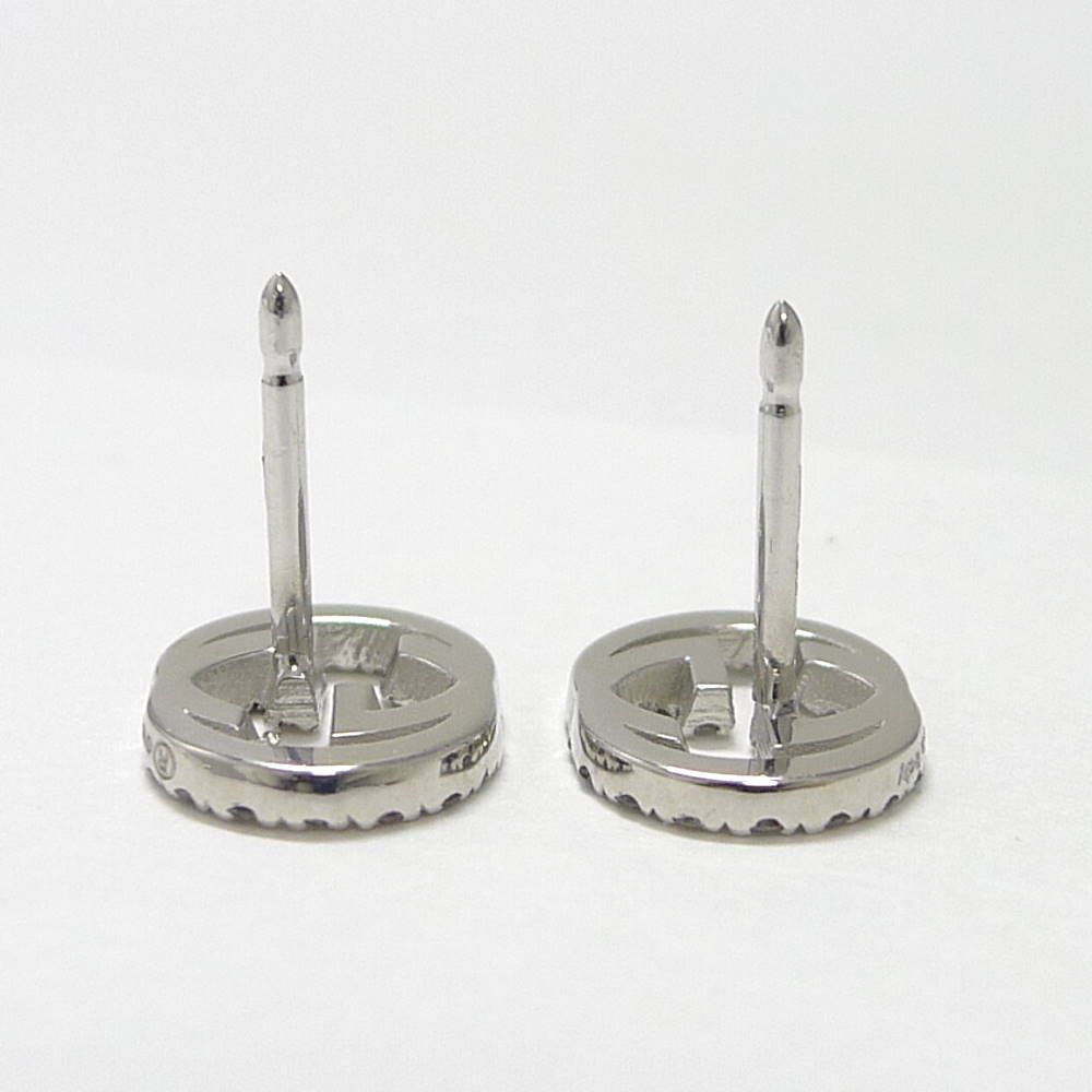 Gucci Earrings Interlocking Studs 18k White Gold Diamond