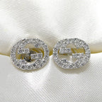 Gucci Earrings Interlocking Studs 18k White Gold Diamond