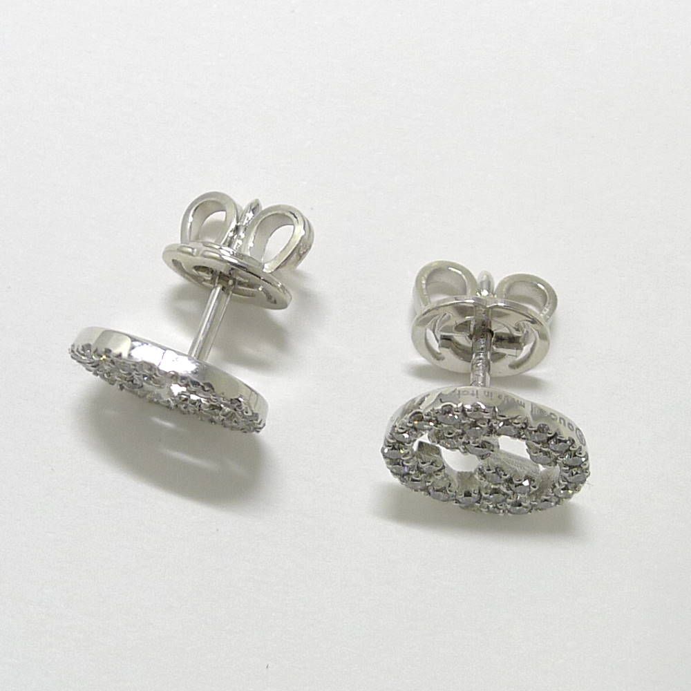 Gucci Earrings Interlocking Studs 18k White Gold Diamond