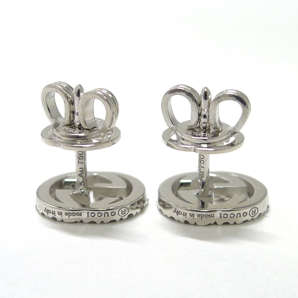 Gucci Earrings Interlocking Studs 18k White Gold Diamond