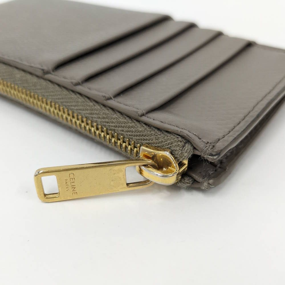 Celine Coin Case Fragment Leather Gray