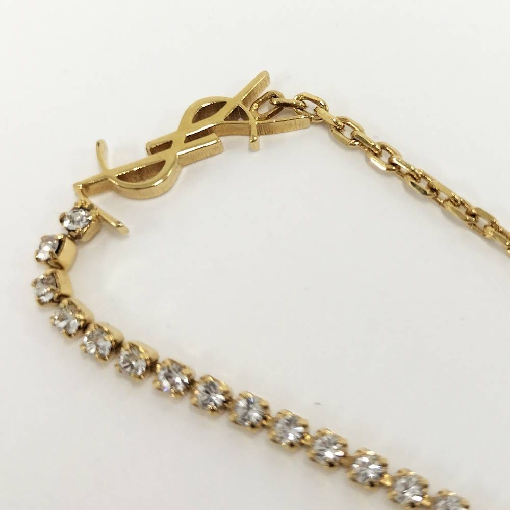 Saint Laurent Bracelet Cassandra Rhinestone Plated Gold