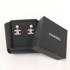 Chanel Swing Earrings CC Mark Faux Pearl Plated Gold Pink — view 8