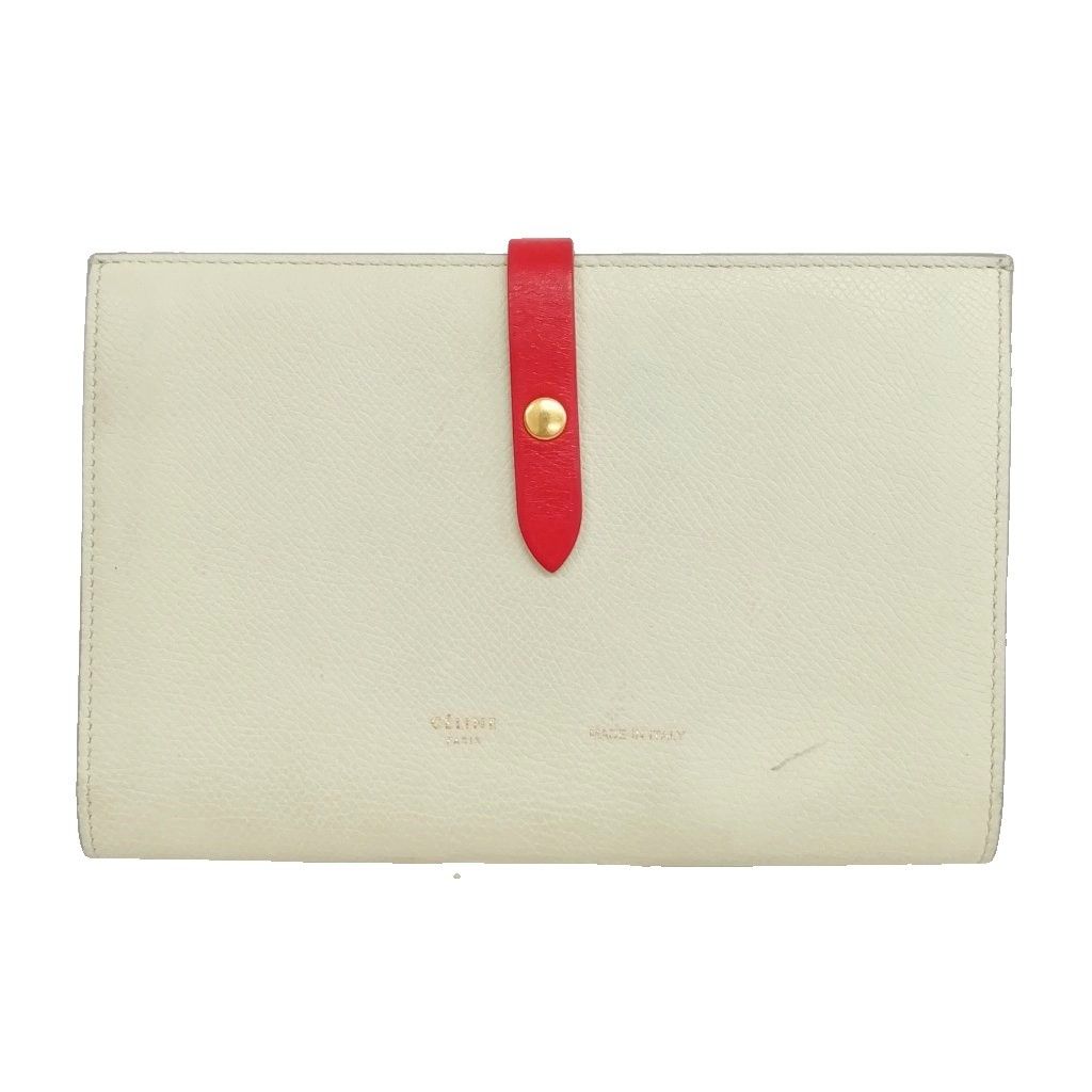 Celine Large Strap Wallet Bifold Ivory