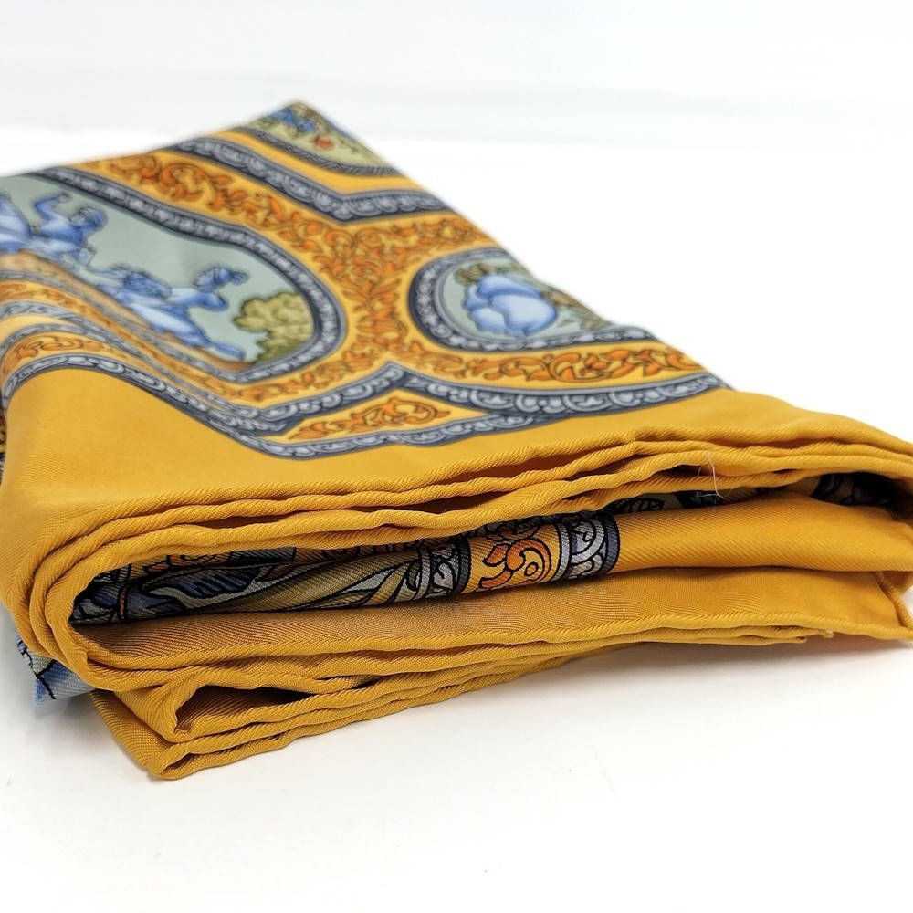 Hermes Carre 90 Scarf Qalamdan Silk Orange — view 4