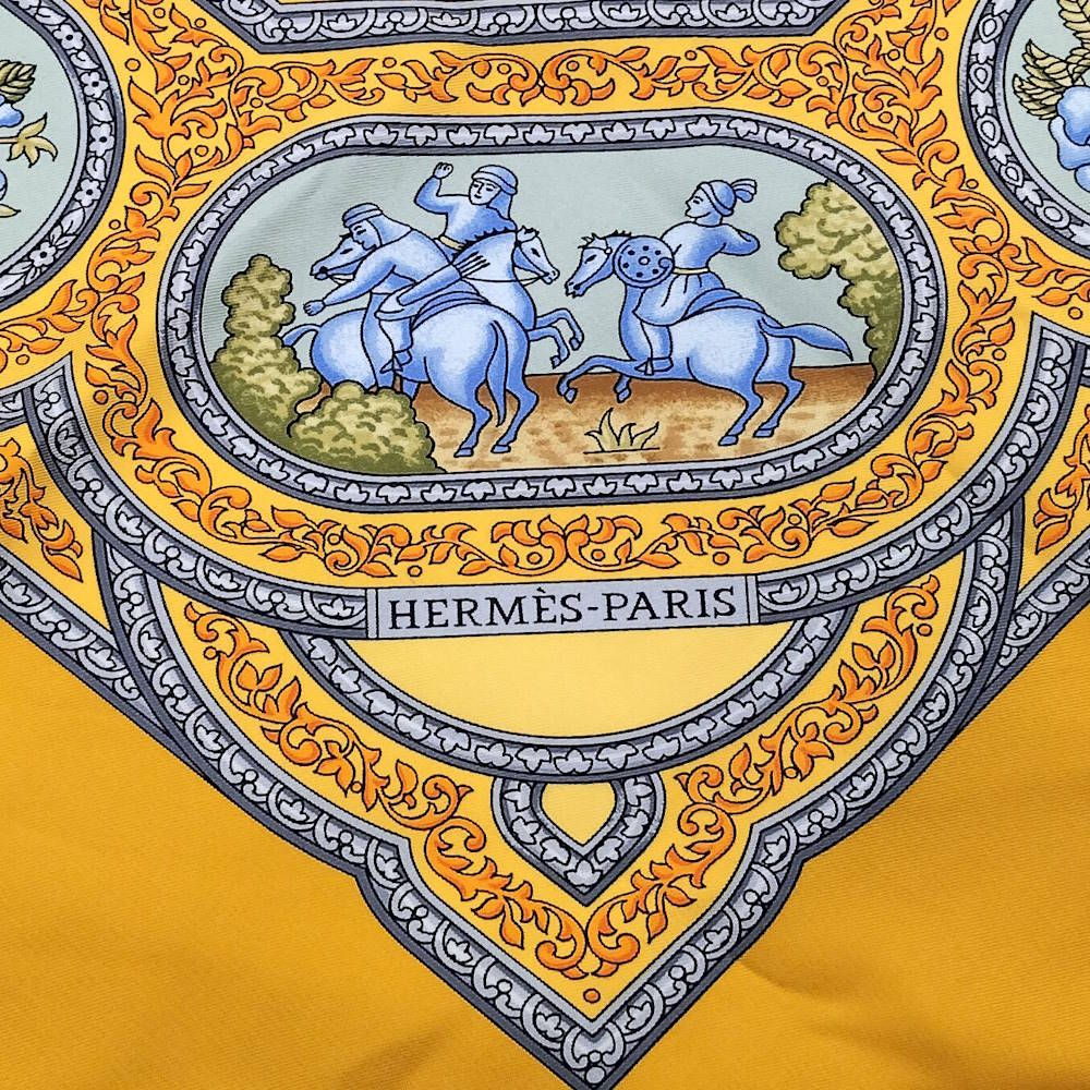 Hermes Carre 90 Scarf Qalamdan Silk Orange — view 2
