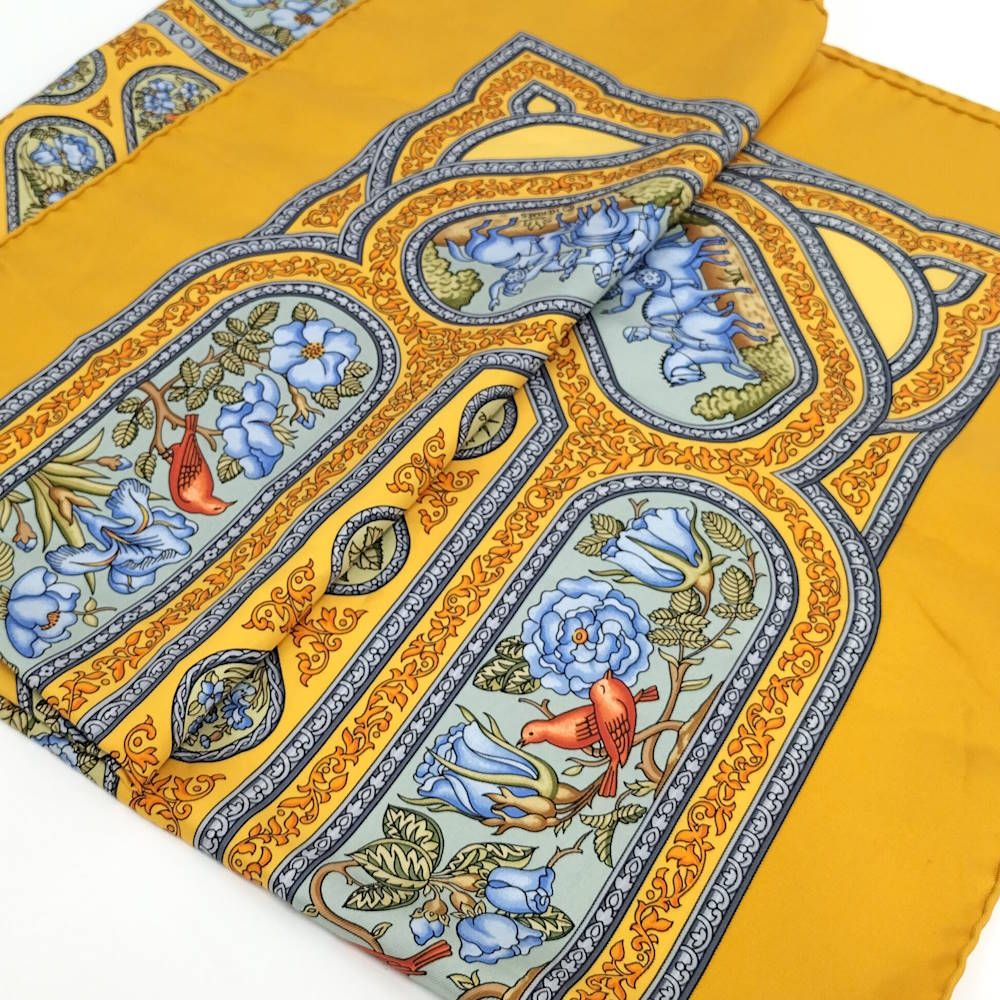 Hermes Carre 90 Scarf Qalamdan Silk Orange — view 5