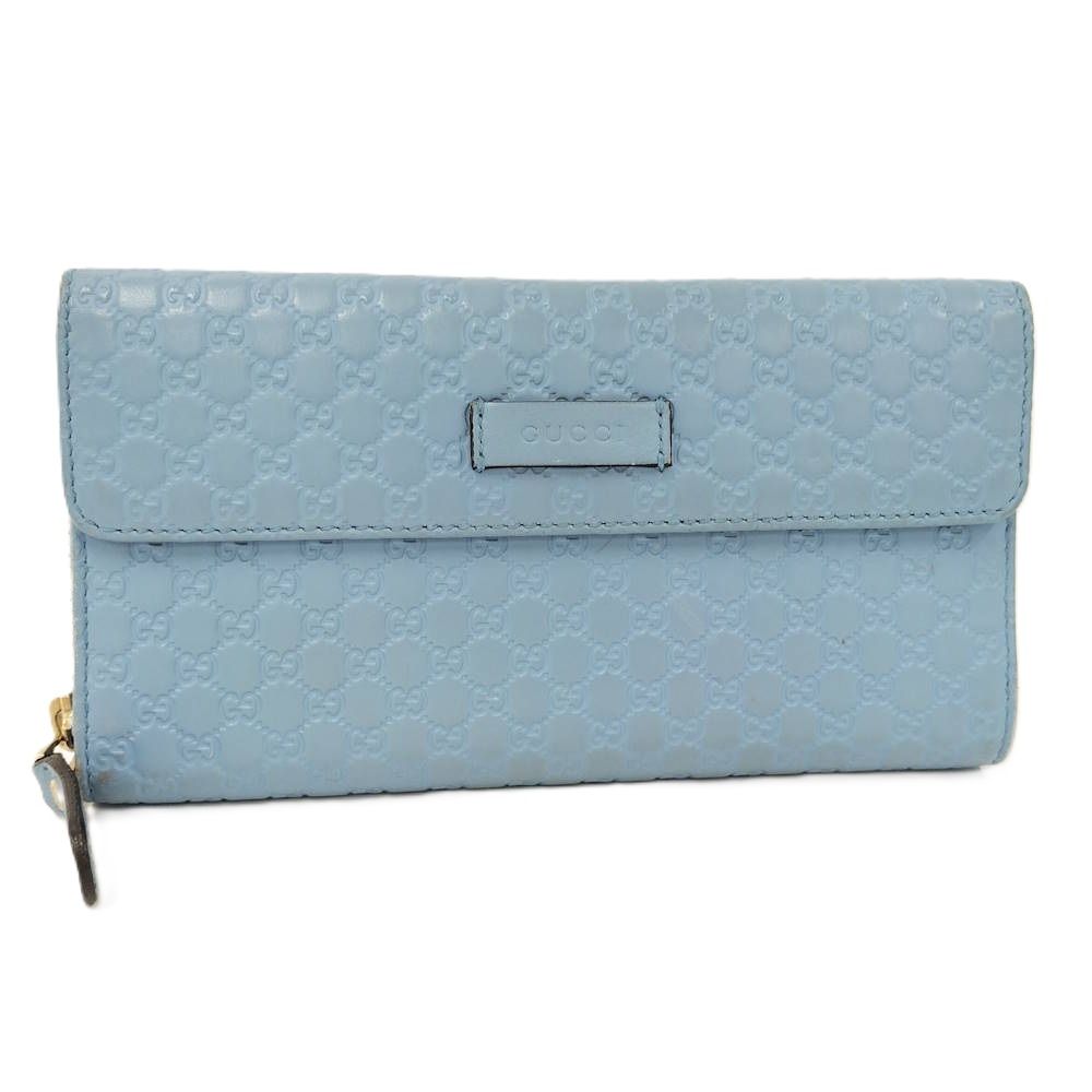 Gucci Wallet Micro Guccissima Flap Leather Light Blue