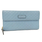 Gucci Wallet Micro Guccissima Flap Leather Light Blue