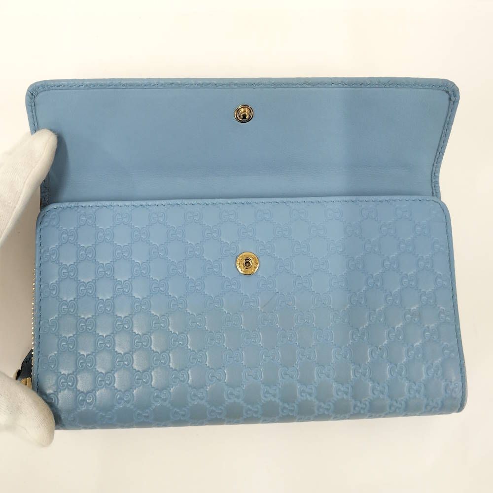Gucci Wallet Micro Guccissima Flap Leather Light Blue — view 2