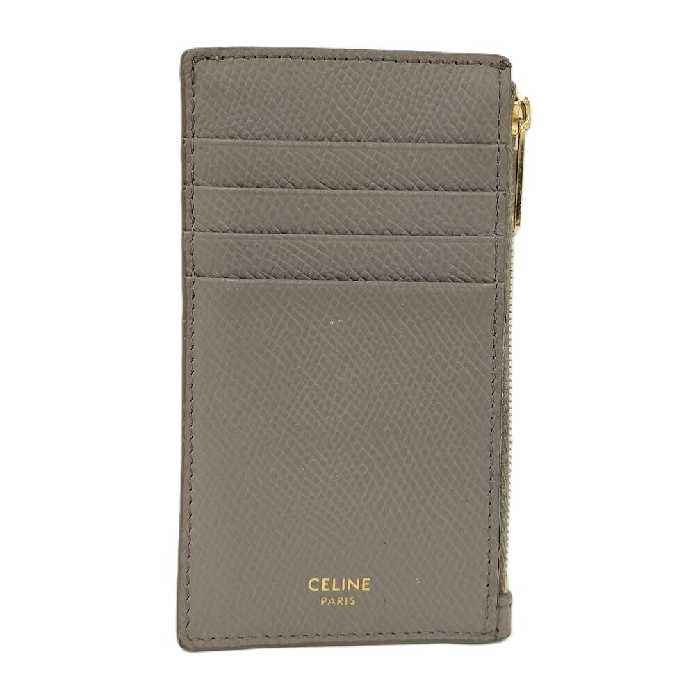 Celine Zipped Compact Card Holder Fragment Case Leather Gray