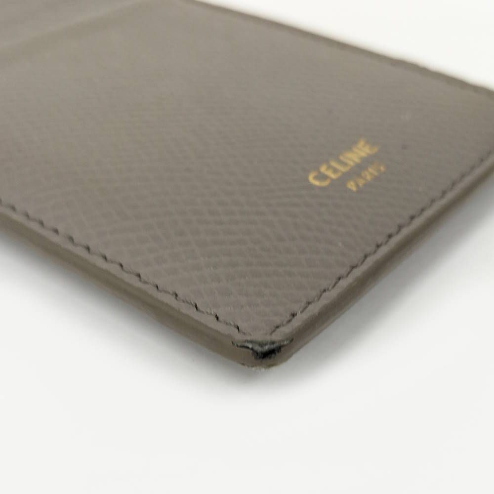 Celine Zipped Compact Card Holder Fragment Case Leather Gray — view 3