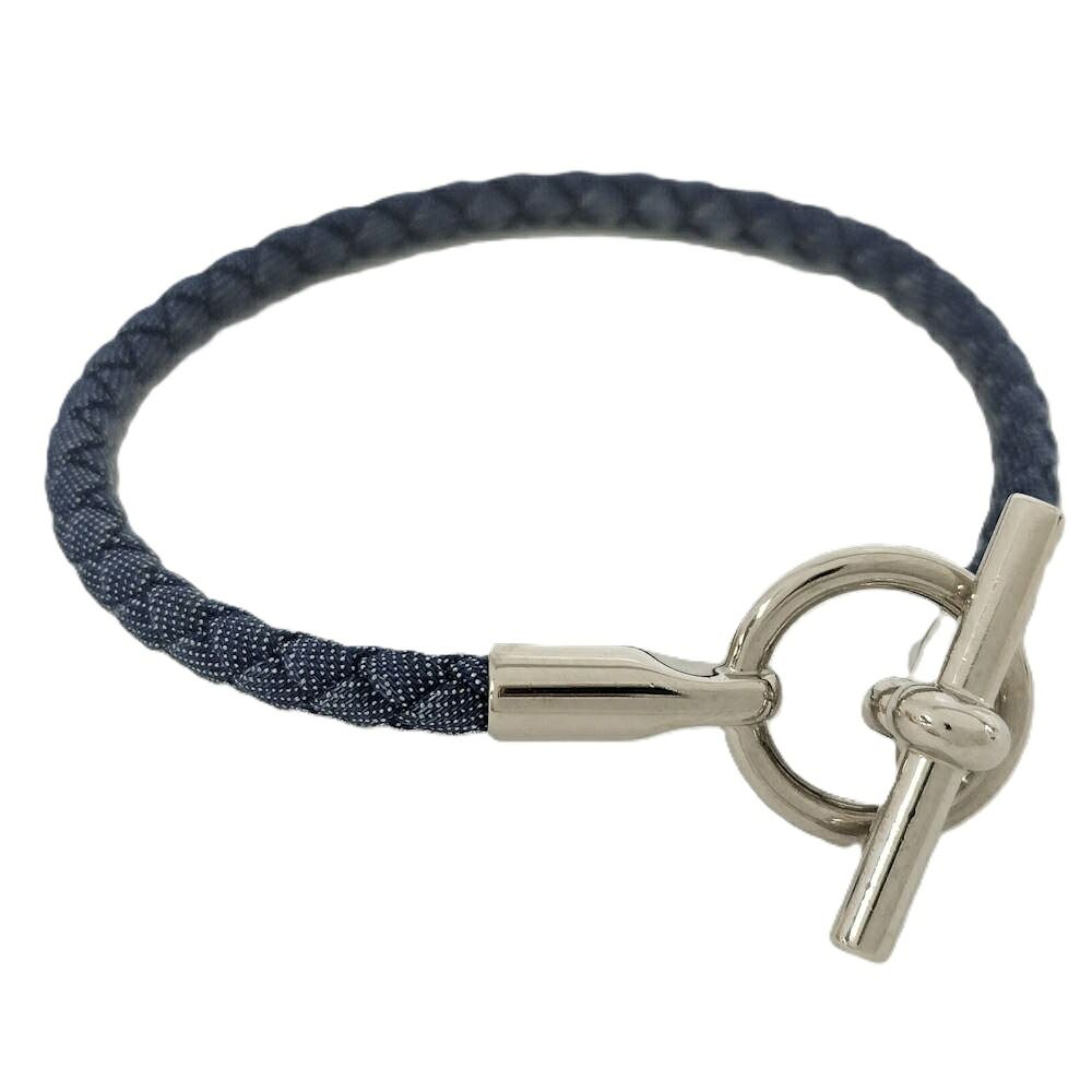 Hermes Glenan Bracelet Cotton Navy Silver