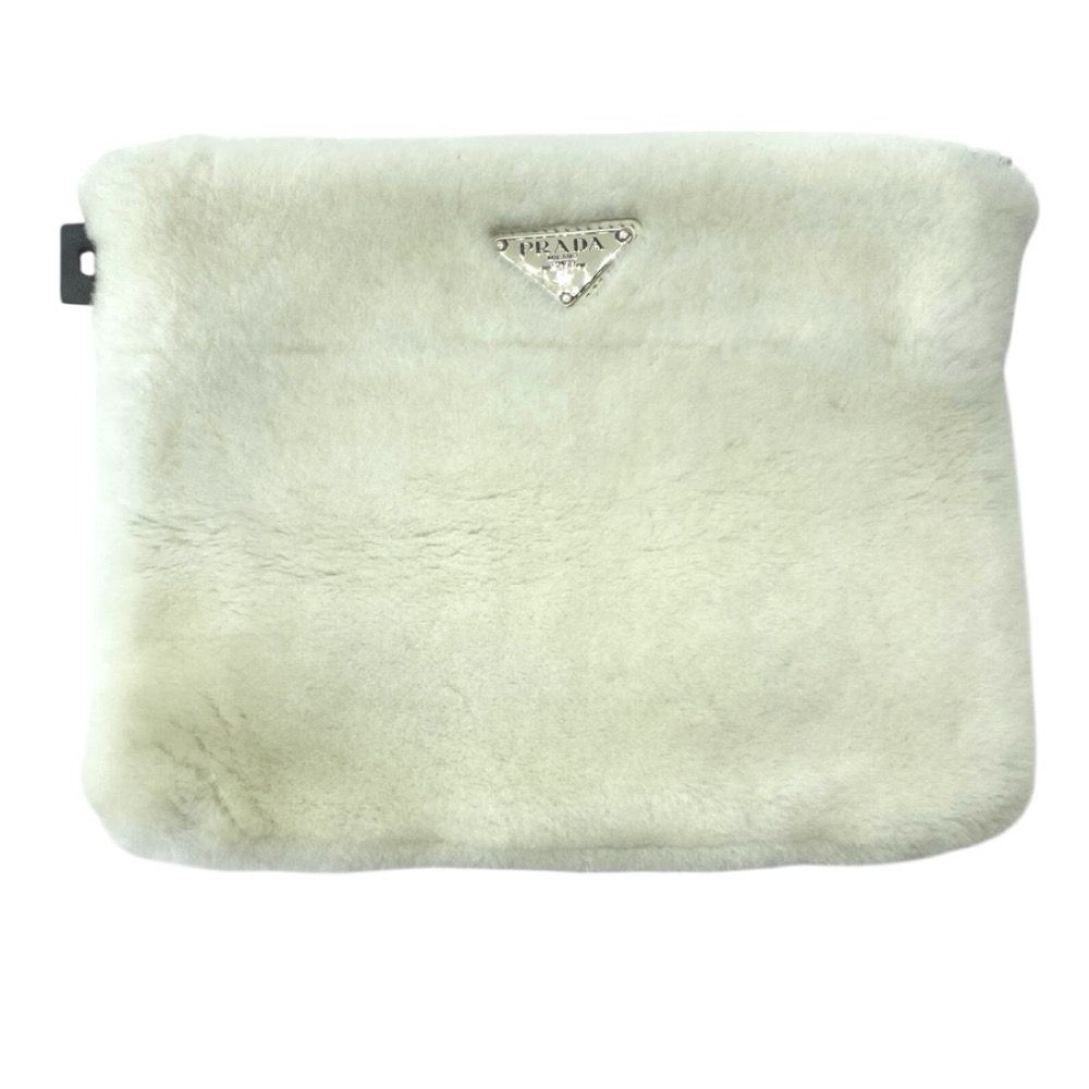 Prada Terry Tote Bag Triangle Logo Pile White Fine Daily Practical — view 8