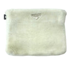 Prada Terry Tote Bag Triangle Logo Pile White Fine Daily Practical — view 8