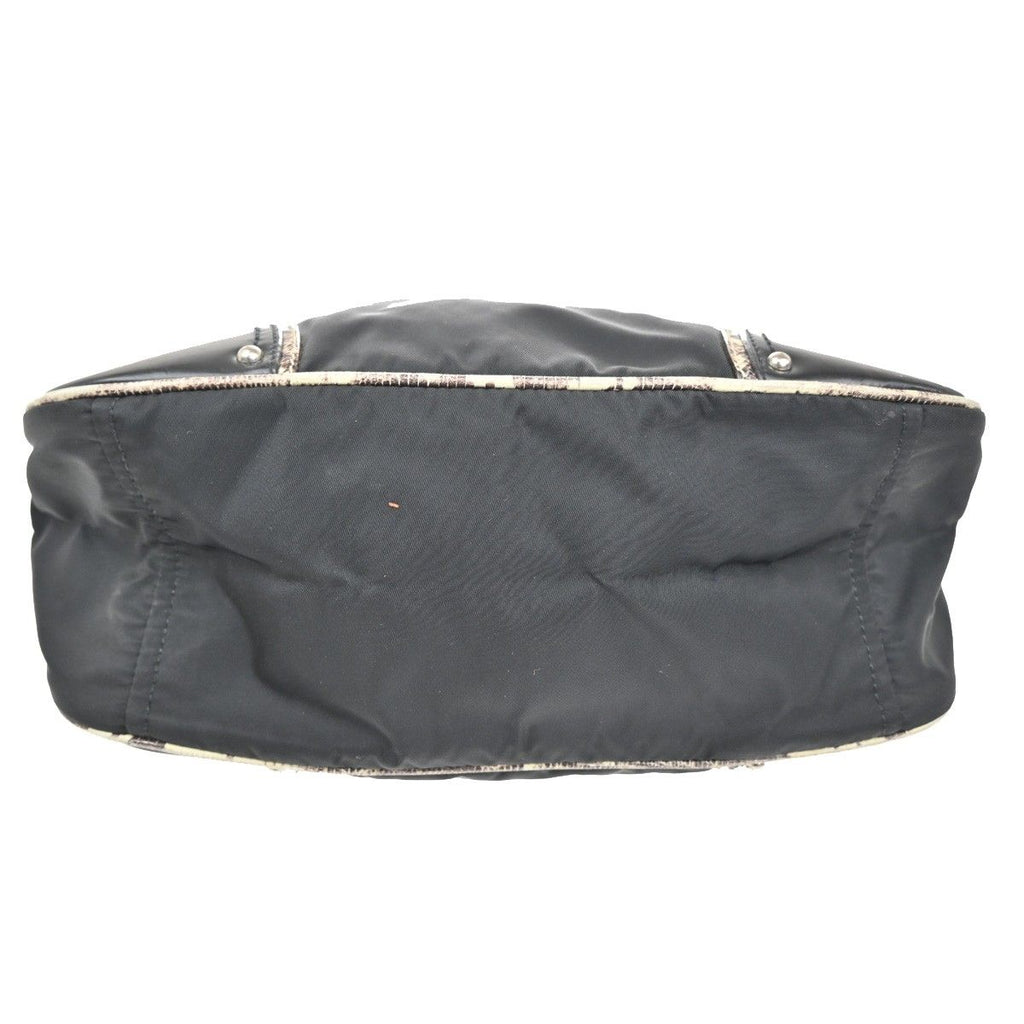Prada Tessuto Nylon Shoulder Bag Leather Black White