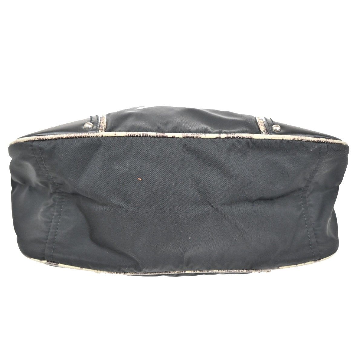 Prada Tessuto Nylon Shoulder Bag Leather Black White
