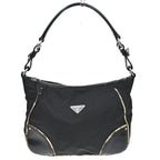 Prada Tessuto Nylon Shoulder Bag Leather Black White