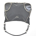 Prada Tessuto Nylon Shoulder Bag Leather Black White