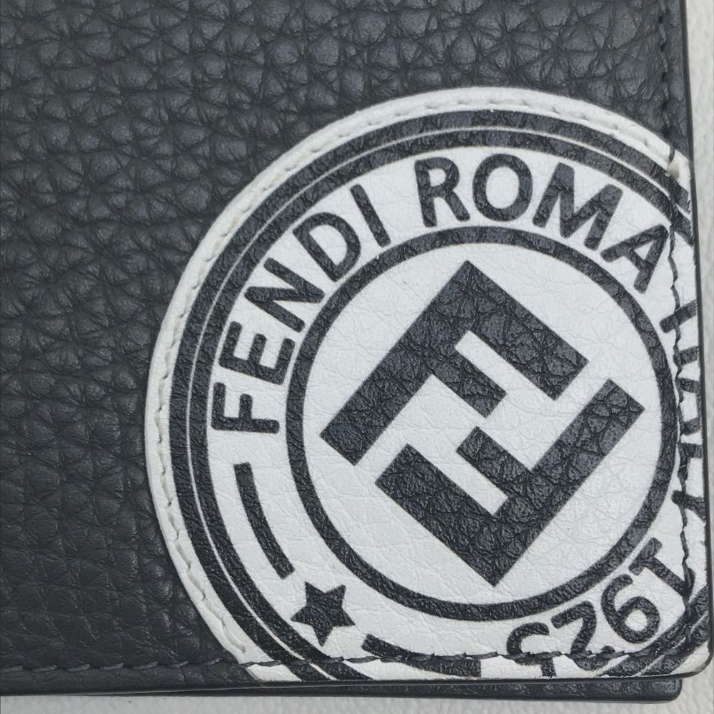 Fendi Bifold Wallet FF Log Calf Leather Gray Dark White — view 7
