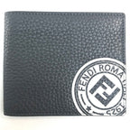 Fendi Bifold Wallet FF Log Calf Leather Gray Dark White