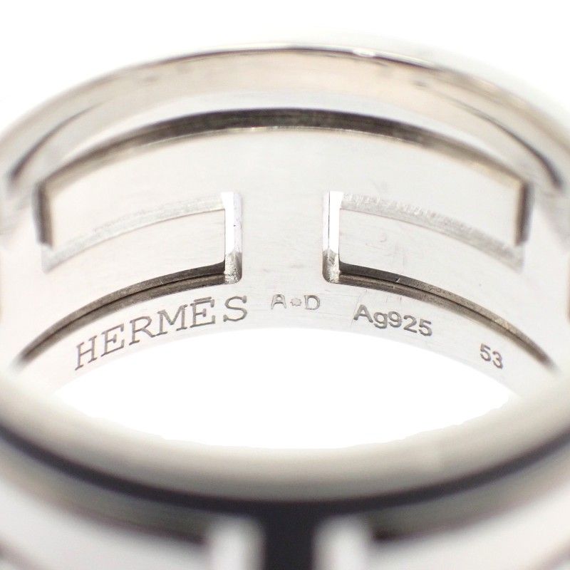 Hermes Move Ash Ring 925 Sterling Silver Black 53 AB — view 7