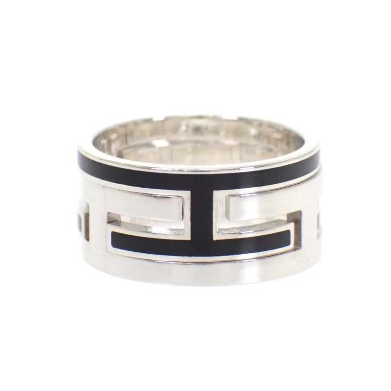 Hermes Move Ash Ring 925 Sterling Silver Black 53 AB