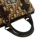 Dior Trotter Pattern CD Logo Canvas Leather Mini Boston Bag Brown — view 4