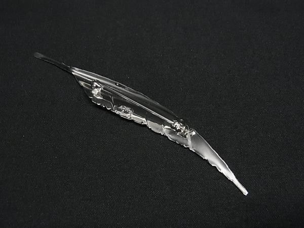 Dior Brooch Feather Motif Silver Metal Vintage