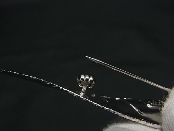 Dior Brooch Feather Motif Silver Metal Vintage