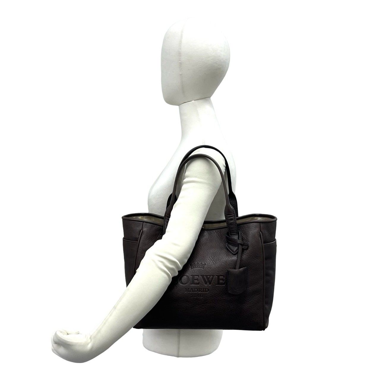 Loewe Heritage Log Leather Tote Shoulder Bag Brown — view 2